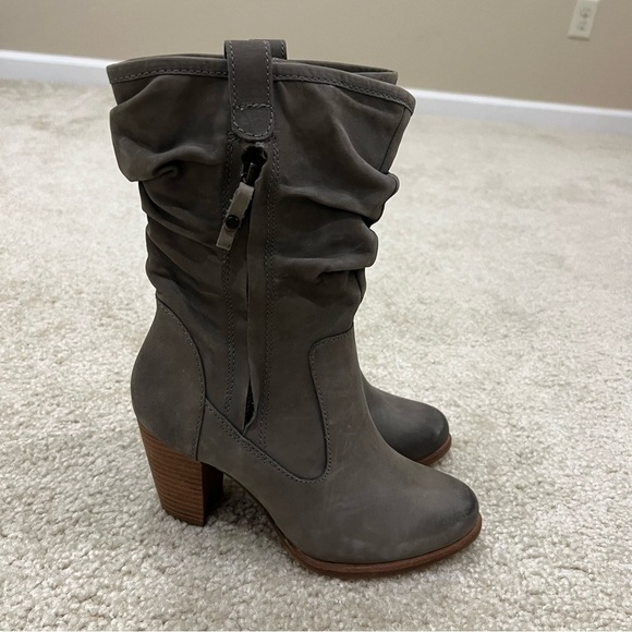 Ugg Australia Dayton Slouchy Gray Leather Mid Calf Heeled Boots Size 5 “NEW”, - Picture 3 of 16